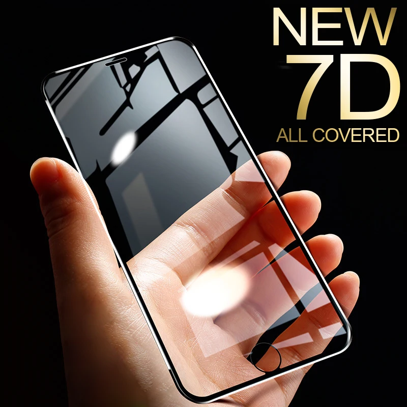 7D закаленное стекло для iPhone 6 6S 7 Plus полноэкранная защитная пленка с краями из