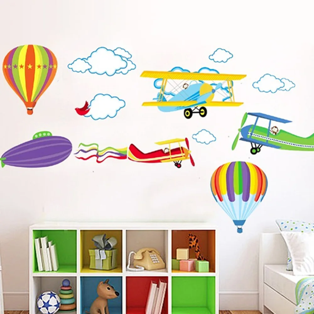 2015 Cartoon Airplane and Hot Air Balloons Removable Wall sticker Vinyl Decals For Kids Room Boys Home Decoration Mural
2015 Cartoon Airplane and Hot Air Balloons Removable Wall sticker Vinyl Decals For Kids Room Boys Home Decoration Mural