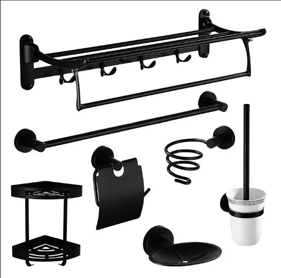 Modern Black Bathroom Accessories Sets Black Bathroom Products Solid Brass Bathroom Hardware Sets towel rack paper holder hooks
Modern Black Bathroom Accessories Sets Black Bathroom Products Solid Brass Bathroom Hardware Sets towel rack paper holder hooks
