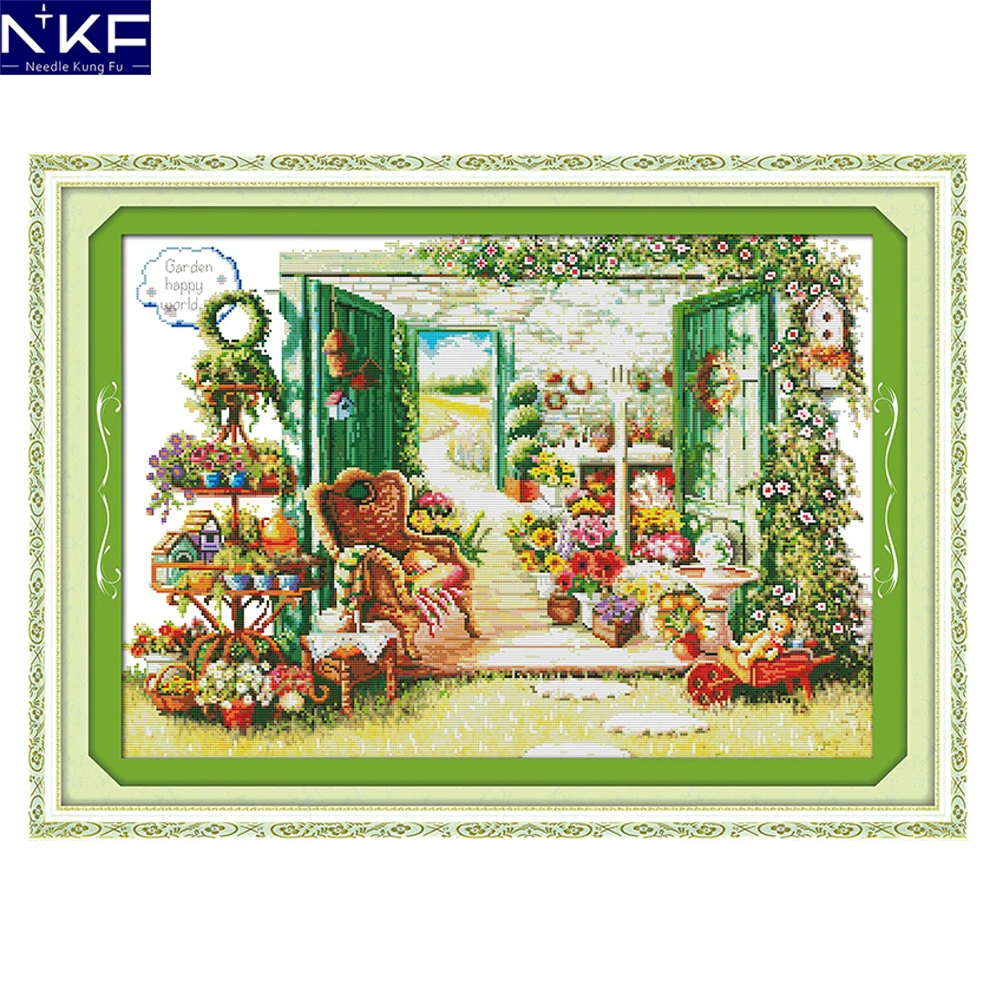 NKF Flower Shop Pattern Counted Cross Stitch Set DIY Needlework Embroidery Scenery Design Cross Stitch Kits for Home Decor
NKF Flower Shop Pattern Counted Cross Stitch Set DIY Needlework Embroidery Scenery Design Cross Stitch Kits for Home Decor