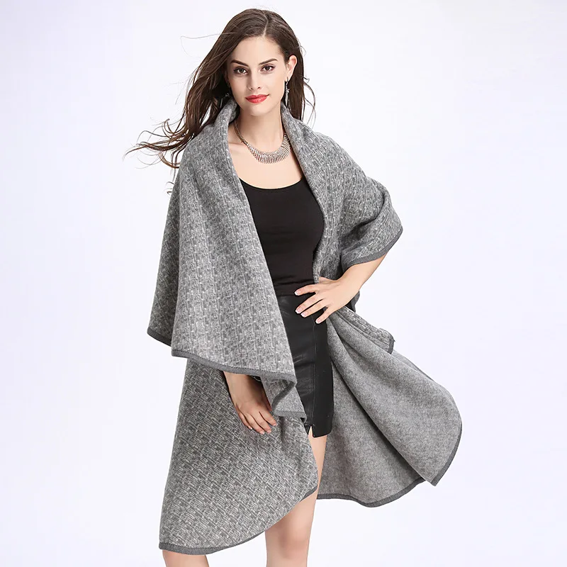 Autnmn Ponchos And Layers Woman Long Knitted Cloak Cardigans Gray Double Shawl Plus Size Casual Poncho Black Sweater 2020
Autnmn Ponchos And Layers Woman Long Knitted Cloak Cardigans Gray Double Shawl Plus Size Casual Poncho Black Sweater 2020