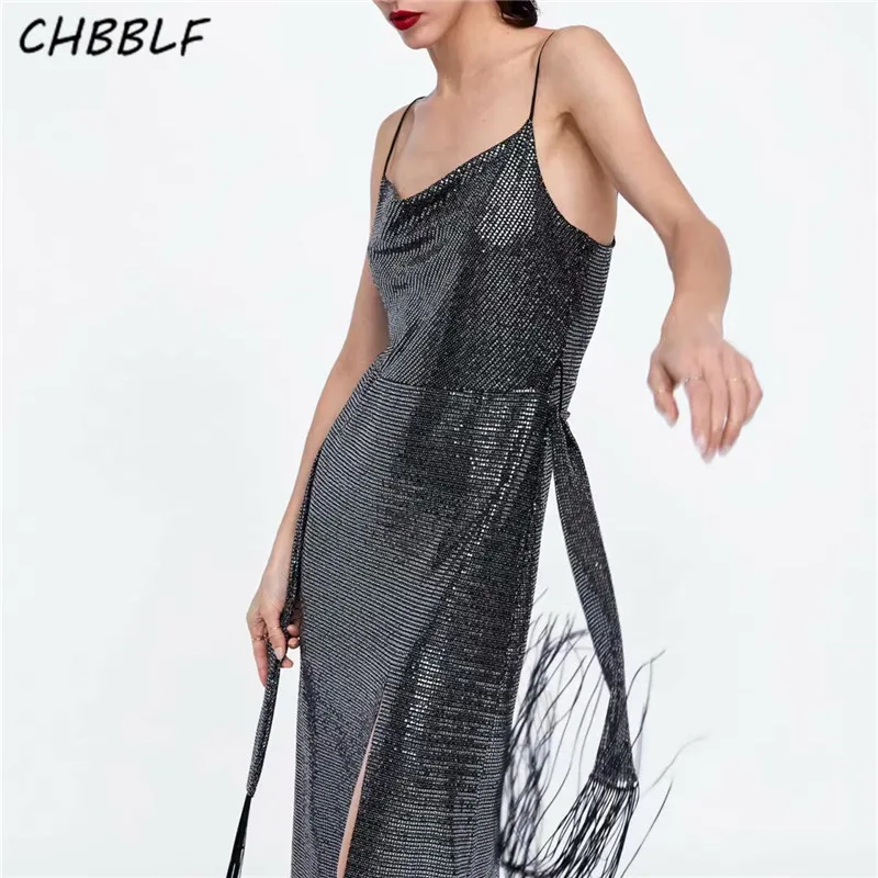 CHBBLF women sexy shiny sequined party dress bow tie sashes spaghetti straps sleeveless split club dresses BGB8640
CHBBLF women sexy shiny sequined party dress bow tie sashes spaghetti straps sleeveless split club dresses BGB8640