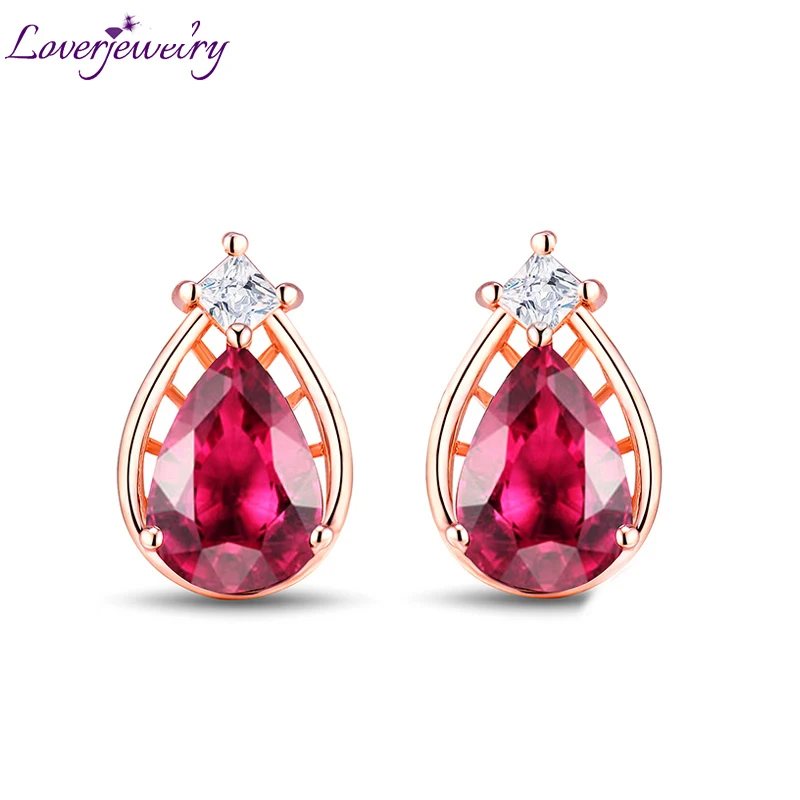 LOVERJEWELRY Solid 14K Rose Gold Princess Diamond Natural Pink Tourmaline Stud Earring Jewelry Genuine Gemstone For Wife Gift
LOVERJEWELRY Solid 14K Rose Gold Princess Diamond Natural Pink Tourmaline Stud Earring Jewelry Genuine Gemstone For Wife Gift
