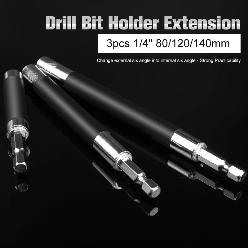 HOEN 3pcs 1/4" Holder Connection Rod Adapter Sleeve 80/120/140mm Hex Shank Quick Release Magnetic Screwdriver Extension Bit
HOEN 3pcs 1/4" Holder Connection Rod Adapter Sleeve 80/120/140mm Hex Shank Quick Release Magnetic Screwdriver Extension Bit