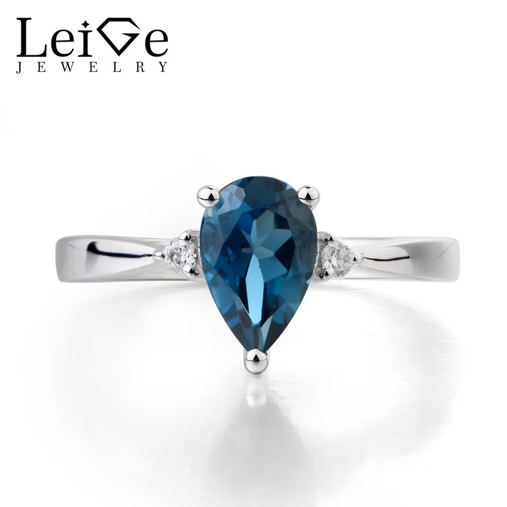 Leige Jewelry Topaz Wedding Ring Real London Blue Topaz Ring Pear Cut Blue Gemstone 925 Sterling Silver November Birthstone
Leige Jewelry Topaz Wedding Ring Real London Blue Topaz Ring Pear Cut Blue Gemstone 925 Sterling Silver November Birthstone