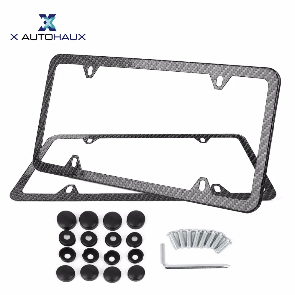X AUTOHAUX 2Pcs Carbon Fiber Front Rear License Plate Frame Bracket w Screw Caps 4 Hole-Slim Rim
X AUTOHAUX 2Pcs Carbon Fiber Front Rear License Plate Frame Bracket w Screw Caps 4 Hole-Slim Rim