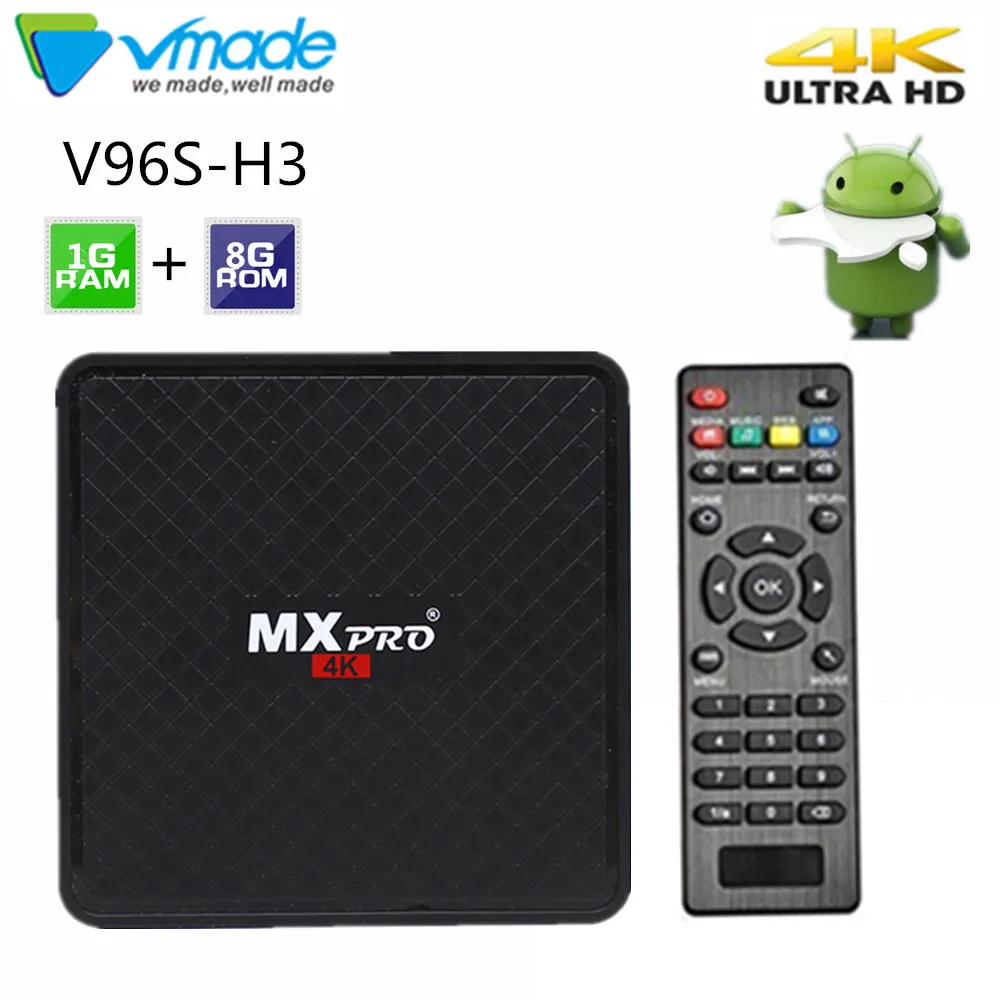 Vmade V96S H3 HD Android tv BOX 7 0 caja de inteligente Allwinner четырехъядерный WiFi IP twitter телеприставка 1 Гб +