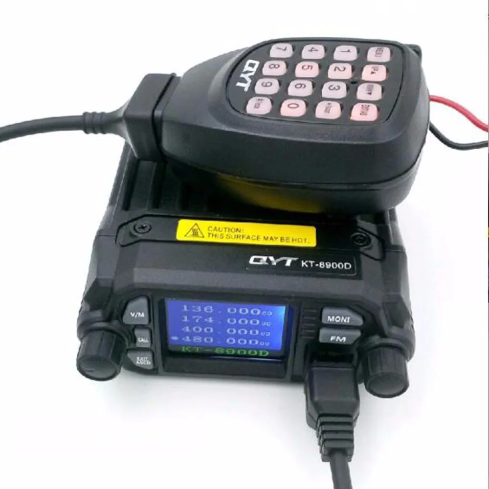 QYT KT-8900D Mini Walkie talkie Quad Display 25W Dual band UHF/VHF Car Mobile Radio KT 8900D с Акулий плавник