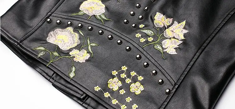 High quality flower embroidered leather jacket Motorbike Women Slim PU Leather Coats Moto Streetwear Rock Style rivet Jackets
High quality flower embroidered leather jacket Motorbike Women Slim PU Leather Coats Moto Streetwear Rock Style rivet Jackets