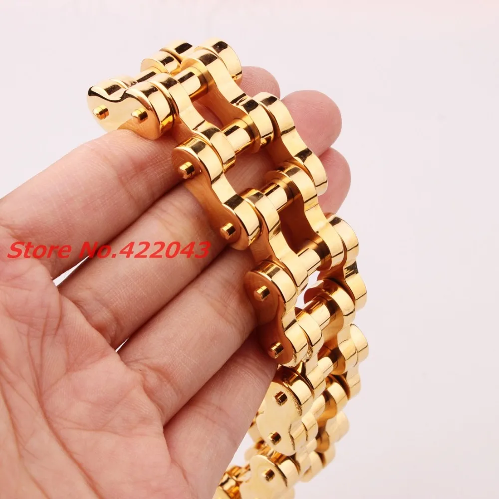 Top Quality 22mm Huge Stainless Steel Gold color Mens Biker Bicycle Motorcycle Chain Males Bracelets & Bangles Cool Jewelry
Top Quality 22mm Huge Stainless Steel Gold color Mens Biker Bicycle Motorcycle Chain Males Bracelets & Bangles Cool Jewelry
