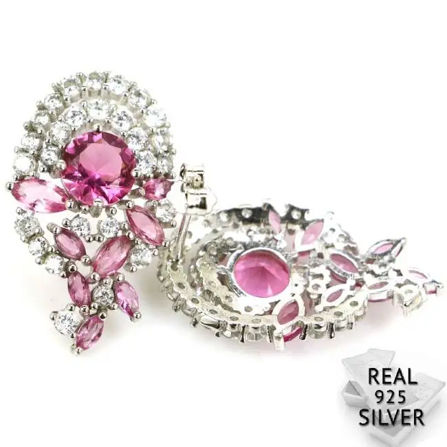 Real 5.1g 925 Solid Sterling Silver New Designed Pink Tourmaline CZ Stud Earrings 25x15mm
Real 5.1g 925 Solid Sterling Silver New Designed Pink Tourmaline CZ Stud Earrings 25x15mm