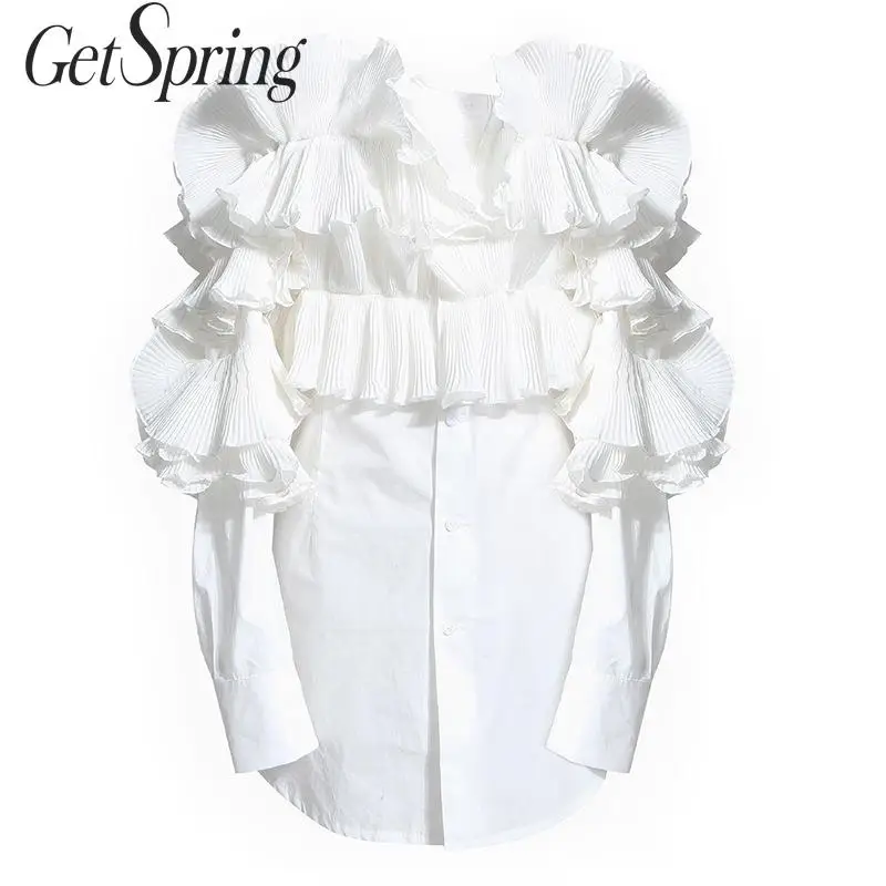 GETSPRING Women Blouses Slash Neck Off Shoulder Top White Cotton Women Shirt Vintage Wrinkles Ruffle Top Long Sleeve Woman Tops
GETSPRING Women Blouses Slash Neck Off Shoulder Top White Cotton Women Shirt Vintage Wrinkles Ruffle Top Long Sleeve Woman Tops