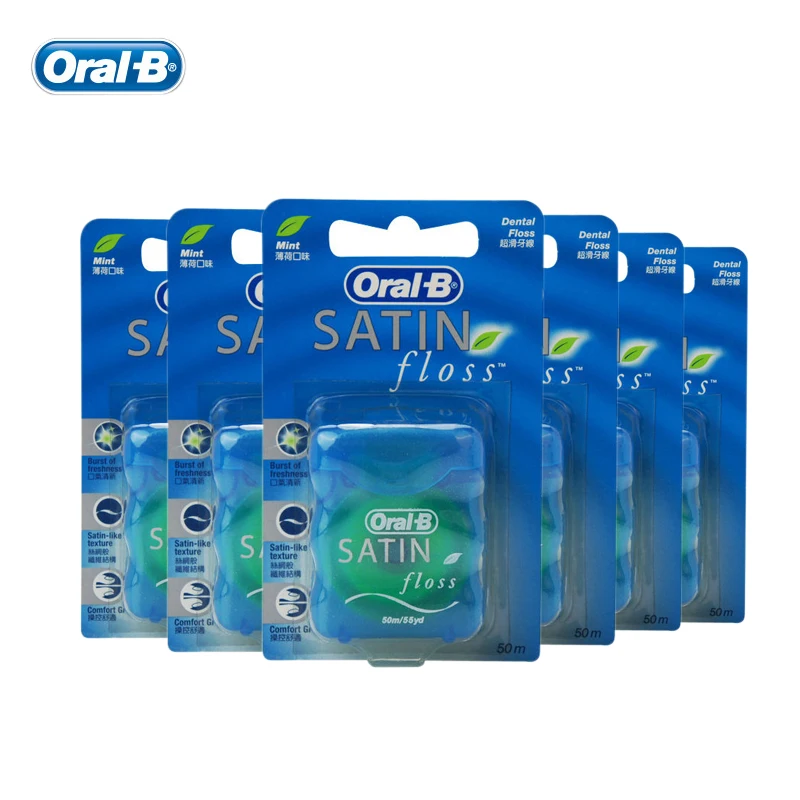 Сатиновая зубная нить Oral B гладкая Глубокая очистка гигиена полости рта вощеная