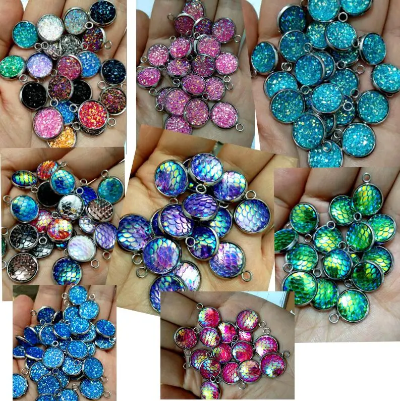 12mm Colorful druzy stone Charms Pendant Finding for necklace Jewelry Accessories Earring | Украшения и аксессуары