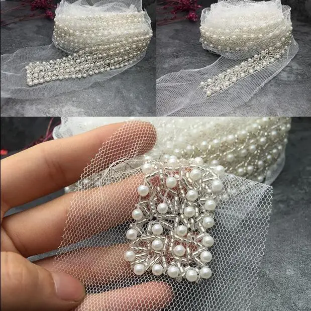 2Yards Fake Pearl Beaded Lace Trim Embroidered Lace Applique Mesh Fabric Beading Ribbons For Sewing Wedding Dress Accessories
2Yards Fake Pearl Beaded Lace Trim Embroidered Lace Applique Mesh Fabric Beading Ribbons For Sewing Wedding Dress Accessories