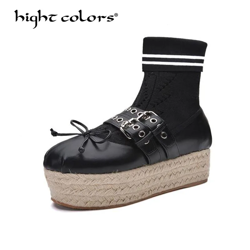 Pink Fall Women Sock Boots Ballet Shoes Belt Buckle Elastic Mid-Calf Boots Women Ladies Platform Height Increasing Shoes T3320
Pink Fall Women Sock Boots Ballet Shoes Belt Buckle Elastic Mid-Calf Boots Women Ladies Platform Height Increasing Shoes T3320