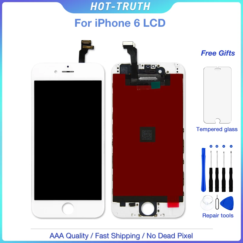 

OEM Display For iPhone 6 6G AAA LCD Screen Replacement 4.7" Digitizer Assembly Black White No Dead Pixel + Tempered Glass Tools