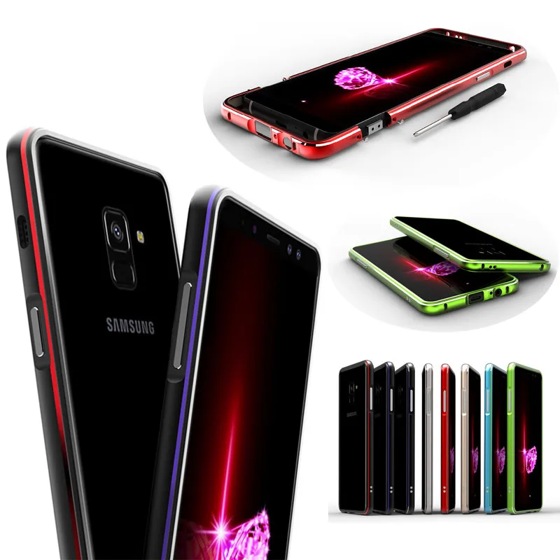 Для Samsung A8 Plus 2018 A730 бампер Блестящий металлический алюминиевый рамка чехол для