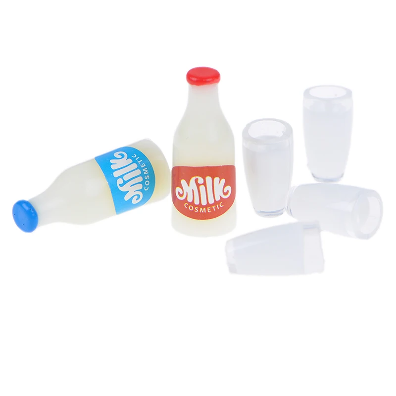 Новые 2 шт бутылки молока + 4 чашки 1:12 для завтрака миниатюрная еда кукольного
