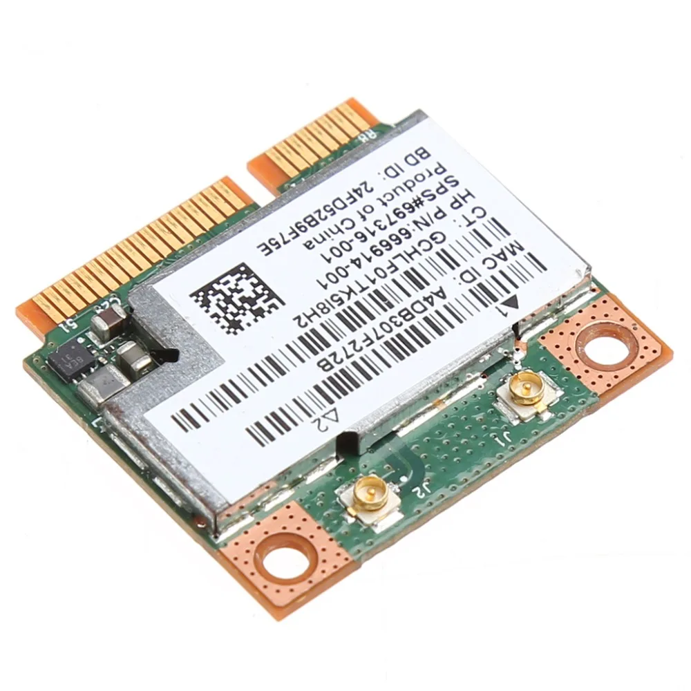 New Dual Band 2.4+5G 300M 802.11a/b/g/n WiFi Bluetooth 4.0 Wireless Half Mini PCI-E Card For HP BCM943228HMB SPS 718451-001 C26
New Dual Band 2.4+5G 300M 802.11a/b/g/n WiFi Bluetooth 4.0 Wireless Half Mini PCI-E Card For HP BCM943228HMB SPS 718451-001 C26