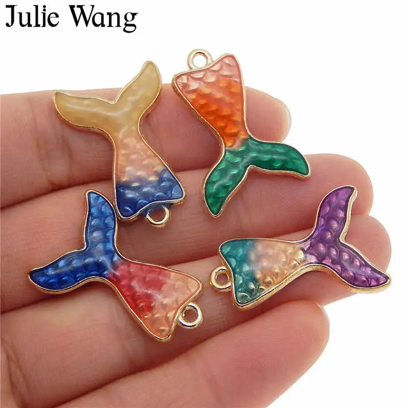 10 шт. эмалированные Разноцветные Подвески Julie Wang в виде хвоста русалки смешанный