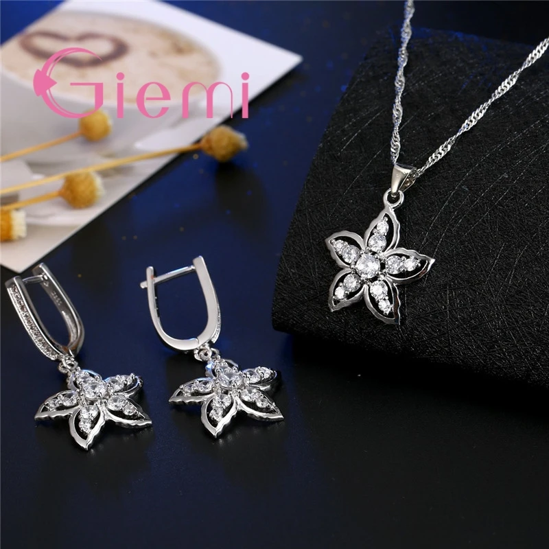Beautiful Flower 925 Sterling Silver Pendant Necklaces Earrings Set Cubic Zirconia For Women Wedding Bridal Jewelry Sets
Beautiful Flower 925 Sterling Silver Pendant Necklaces Earrings Set Cubic Zirconia For Women Wedding Bridal Jewelry Sets