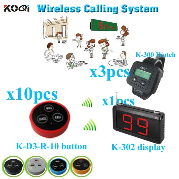 Restaurant Digital Service Caller System Popular In Restaurant Hotel (1 display receiver+ 3 watch pager +10 table bell button)
Restaurant Digital Service Caller System Popular In Restaurant Hotel (1 display receiver+ 3 watch pager +10 table bell button)