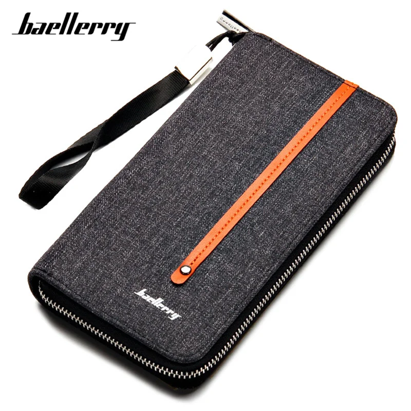 

Baellerry Men Canvas Long Wallets Zipper Male Wallet Money Purse Man Phone Coin Pocket Famous Brand Purses Clutches Carteras