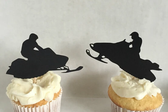 

Snowmobile Silhouette cupcake toppers Bachelorette Hem night Party Supplies wedding birthday baby shower party toothpicks