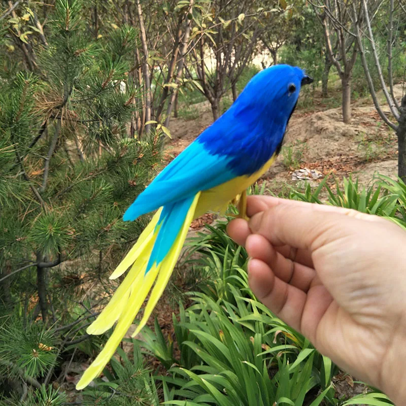 

simulation feathers bird foam&feathers coloured blue parrot about 20cm bird handicraft home garden decoration gift p0180
