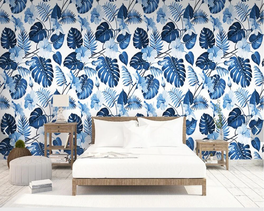 Custom floral wallpaper,blue tropical plant murals for the living room bedroom TV background wall decorative papel de parede
Custom floral wallpaper,blue tropical plant murals for the living room bedroom TV background wall decorative papel de parede
