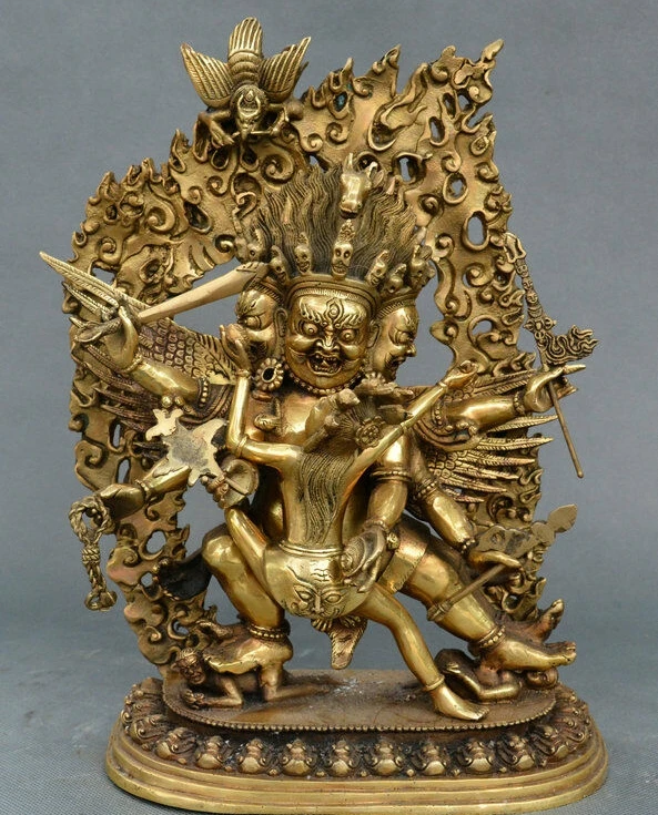 11 Old Tibet Buddhism Brass Mahakala Wrathful Deity Happy Buddha Kwan-yin Statue
11 Old Tibet Buddhism Brass Mahakala Wrathful Deity Happy Buddha Kwan-yin Statue