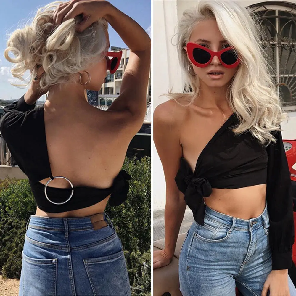 Fashion Women Ladies Unique One Shoulder Strappy Top Backless Blouse Crop Tops Black Sexy Special Clothes
Fashion Women Ladies Unique One Shoulder Strappy Top Backless Blouse Crop Tops Black Sexy Special Clothes