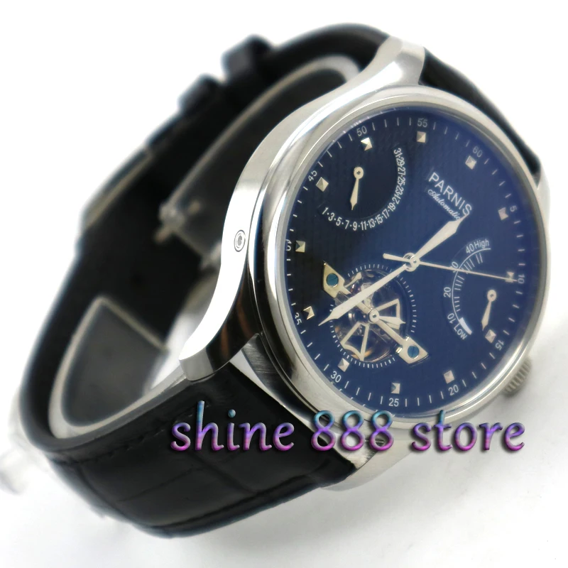Parnis 43mm power reserve black dial Black strap movement ST2505 Automatic movement Men's watch
Parnis 43mm power reserve black dial Black strap movement ST2505 Automatic movement Men's watch
