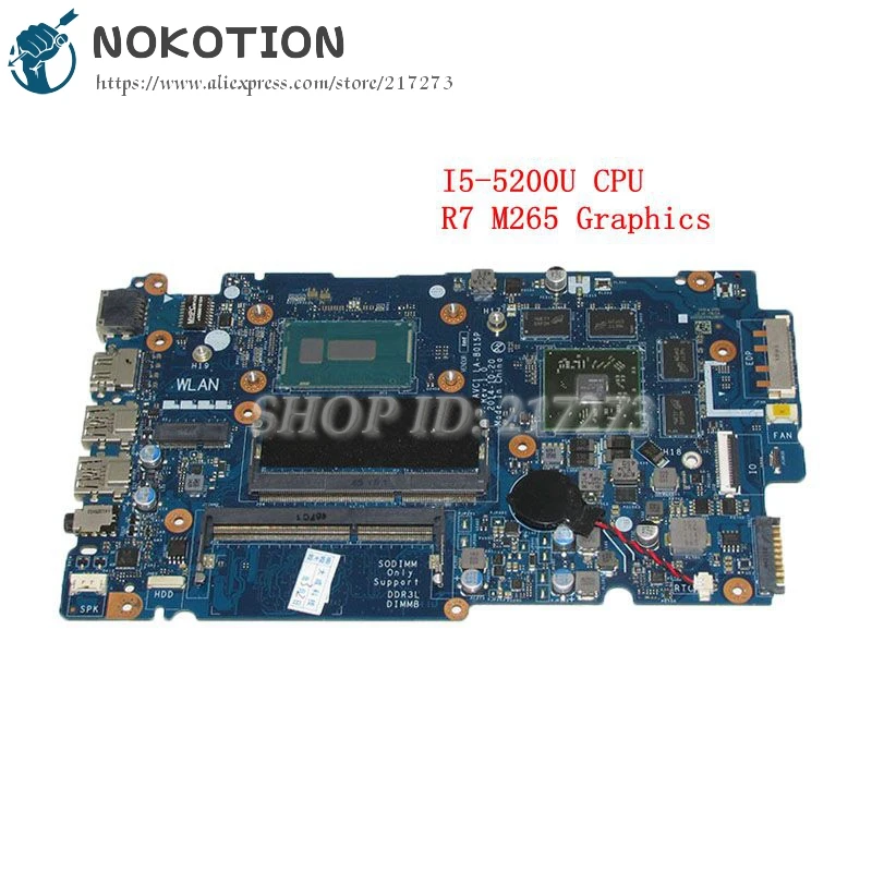 NOKOTION ZAVC1 LA-B015P для Dell 14-5448 5448-14MR 5448 материнская плата для ноутбука 14 дюймов I5-5200U процессор Radeon R7 M265 Дискретная графика
NOKOTION ZAVC1 LA-B015P для Dell 14-5448 5448-14MR 5448 материнская плата для ноутбука 14 дюймов I5-5200U процессор Radeon R7 M265 Дискретная графика