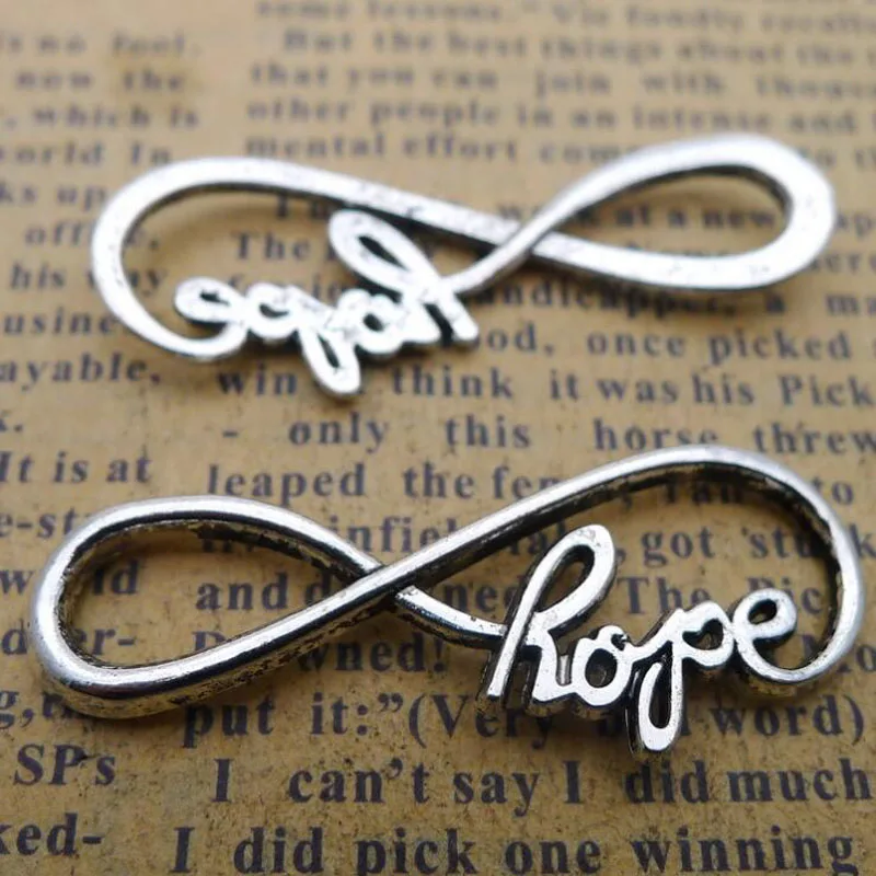 25pcs/lot Antique Silver Infinity Hope Charm For DIY Bracelets Jewelry Making Handmade Craft
25pcs/lot Antique Silver Infinity Hope Charm For DIY Bracelets Jewelry Making Handmade Craft