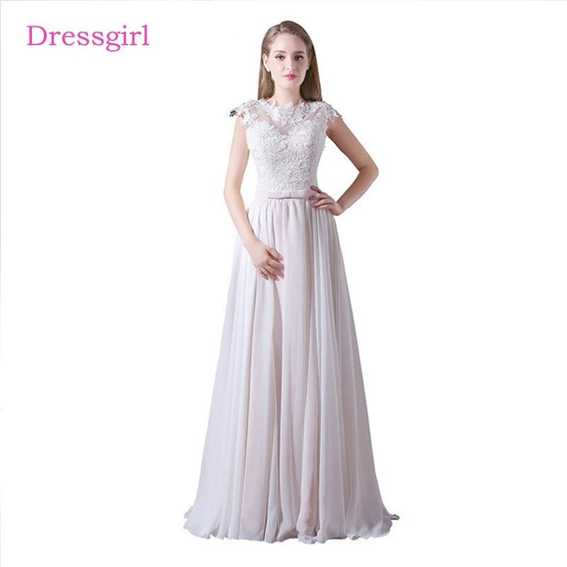 Beige Cheap Bridesmaid Dresses Under 50 A-line High Collar Cap Sleeves Chiffon Lace Long Wedding Party Dresses
Beige Cheap Bridesmaid Dresses Under 50 A-line High Collar Cap Sleeves Chiffon Lace Long Wedding Party Dresses