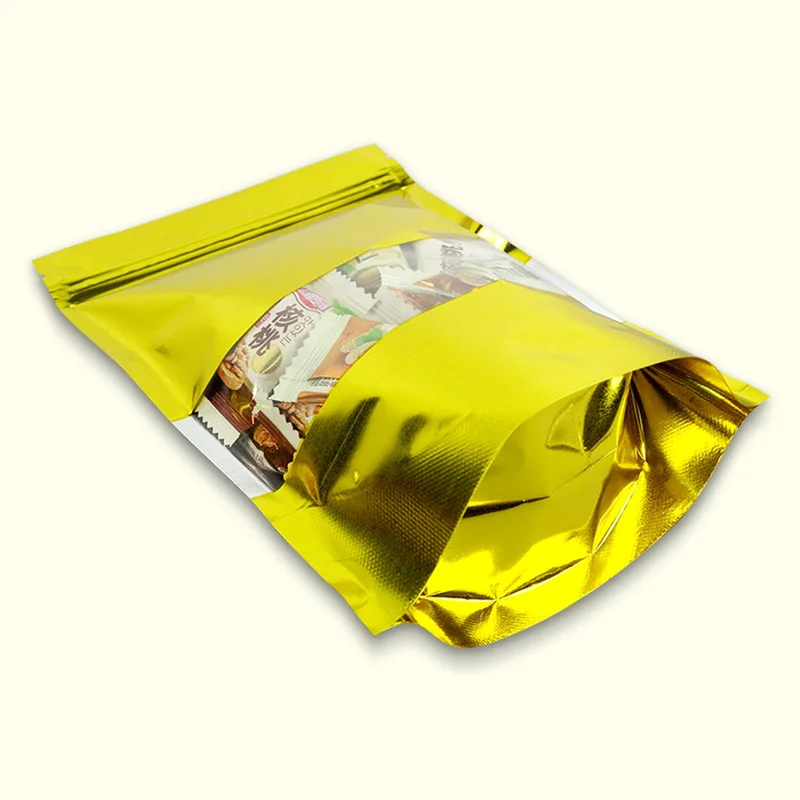 100pcs Gold plated aluminum window opening stand up bags Bone self sealing food grade general purpose bag
100pcs Gold plated aluminum window opening stand up bags Bone self sealing food grade general purpose bag