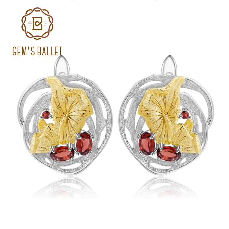 GEM'S BALLET Natural Red Garnet Handmade Lotus Pond Clip Earrings 925 Sterling Silver Gemstone Earrings For Women Fine Jewelry
GEM'S BALLET Natural Red Garnet Handmade Lotus Pond Clip Earrings 925 Sterling Silver Gemstone Earrings For Women Fine Jewelry