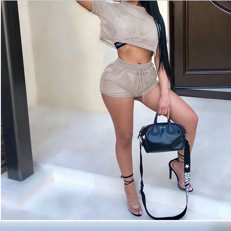 2019 Hot New Sexy Set Womens 2 Pcs Hollow Mesh See Though Short Sleeve Crop Top And Shorts Solid Set Summer Loose Fashion Set
2019 Hot New Sexy Set Womens 2 Pcs Hollow Mesh See Though Short Sleeve Crop Top And Shorts Solid Set Summer Loose Fashion Set