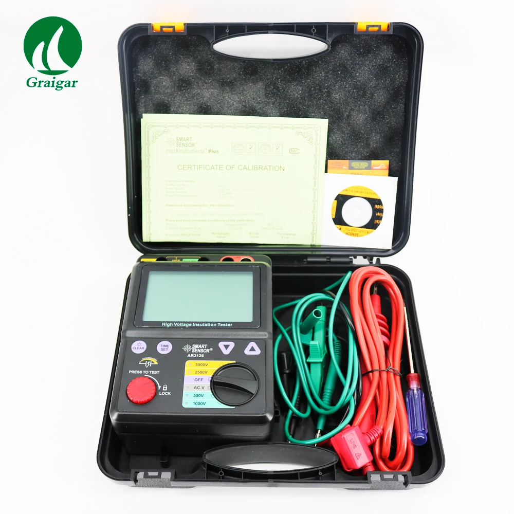 AR3126 Smart Sensor Voltage Insulation Tester Resistance Tester Megohmmeter 500~5000V / 0M~1000Gohm
AR3126 Smart Sensor Voltage Insulation Tester Resistance Tester Megohmmeter 500~5000V / 0M~1000Gohm