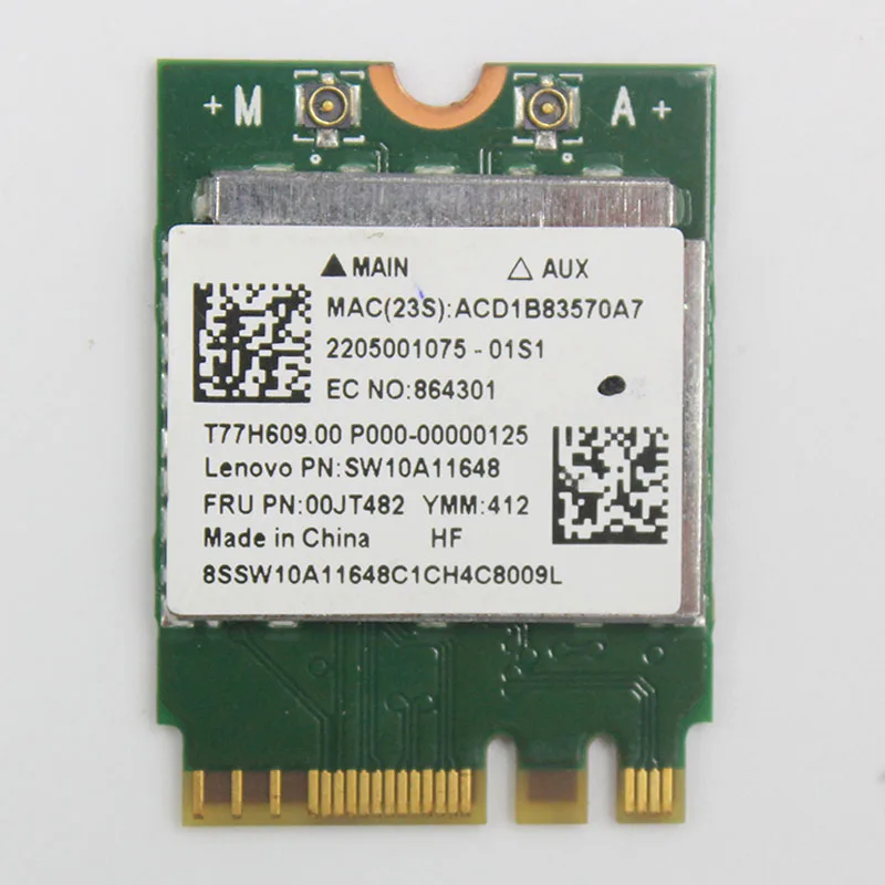 RTL8821AE 1x1AC + BT4.0 Cbt PCIE M.2 WLAN для Lenovo E41 80 ideapad 710s 13isk серия FRU 00JT482 SW10A11648|lenovo wlan|pcie m.2 |