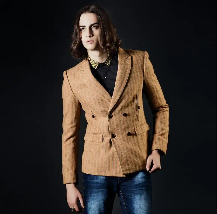 men double breasted suits designs stage costumes for singers men woolen stripes blazer dance clothes jacket star style dress
men double breasted suits designs stage costumes for singers men woolen stripes blazer dance clothes jacket star style dress