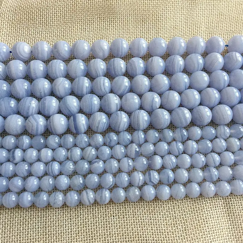 Natural Blue Chalcedony Stone Beads Round Smooth Lace Stripe Agates 4 mm 6 mm 8 mm 10 mm 12 mm DIY Jewelry Making Good Quality
Natural Blue Chalcedony Stone Beads Round Smooth Lace Stripe Agates 4 mm 6 mm 8 mm 10 mm 12 mm DIY Jewelry Making Good Quality