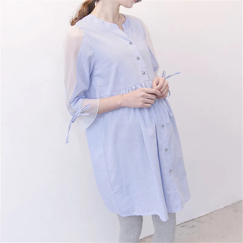Sweet Strip Shirt Dress Maternity Dress Summer Fashion Clothes for Pregnant Women Pregnancy Clothing Outwear Blouses Dress
Sweet Strip Shirt Dress Maternity Dress Summer Fashion Clothes for Pregnant Women Pregnancy Clothing Outwear Blouses Dress