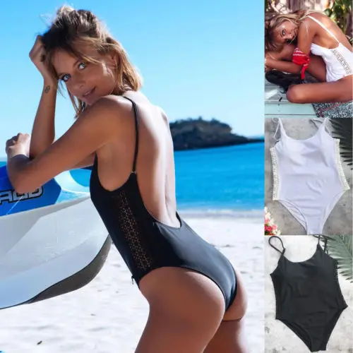 Sexy Ladies Summer One Piece Swimming Wear Bandage Push up Monokini Bikini Women's Swimwear Swimsuit Backless bathing Suit | Спорт и