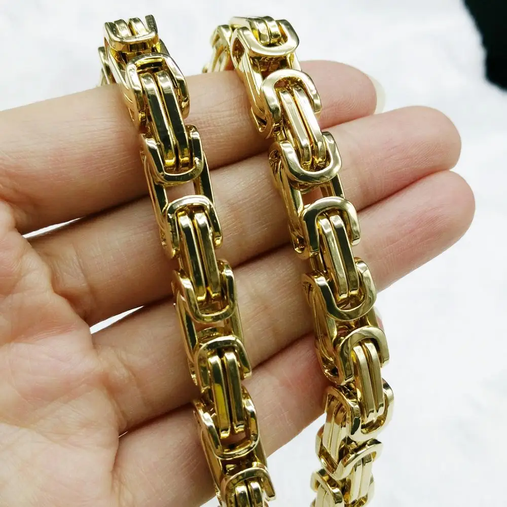 4/5/8mm Customized Any Length Gold Color Byzantine Stainless Steel Necklace Boys Mens Chain Necklace Fashion jewelry
4/5/8mm Customized Any Length Gold Color Byzantine Stainless Steel Necklace Boys Mens Chain Necklace Fashion jewelry