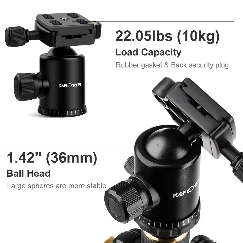 K&F CONCEPT Professional Carbon Fiber Photographic Portable Tripod to Monopod+Ball Head+Carry Bag for Canon Nikon Digital Camera
K&F CONCEPT Professional Carbon Fiber Photographic Portable Tripod to Monopod+Ball Head+Carry Bag for Canon Nikon Digital Camera