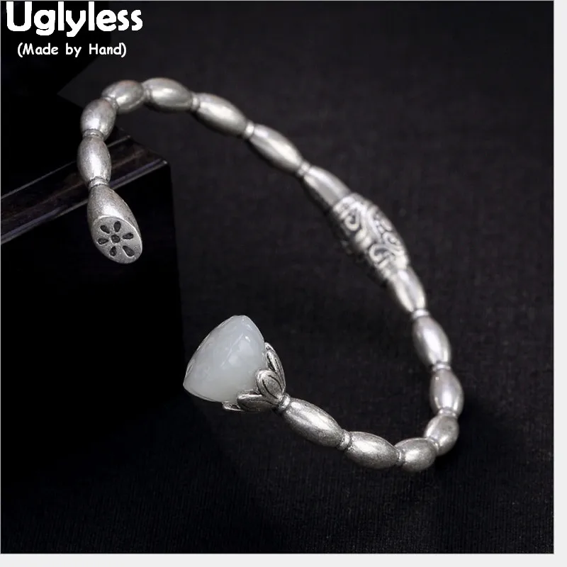 Uglyless Real 925 Sterling Silver Lotus Root Open Bangles for Women Asian Cultural Ethnic Thai Silver Bangle Jade Lotus Bijoux
Uglyless Real 925 Sterling Silver Lotus Root Open Bangles for Women Asian Cultural Ethnic Thai Silver Bangle Jade Lotus Bijoux