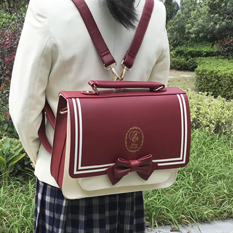 England Preppy Style JK Uniform Cute Bow Backpack Japanese Lolita Vintage Messenger Bag Shoulders Bag Multipurpose Handbags PU
England Preppy Style JK Uniform Cute Bow Backpack Japanese Lolita Vintage Messenger Bag Shoulders Bag Multipurpose Handbags PU